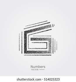 Abstract number 6. Typographic element.  Digit six. Vector illustration. Design element. Retro style numbers with halftone particles.