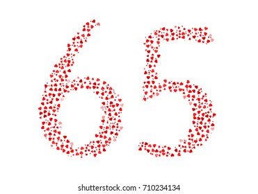 Abstract Number 65 Made Of Red Eastern Hearts
