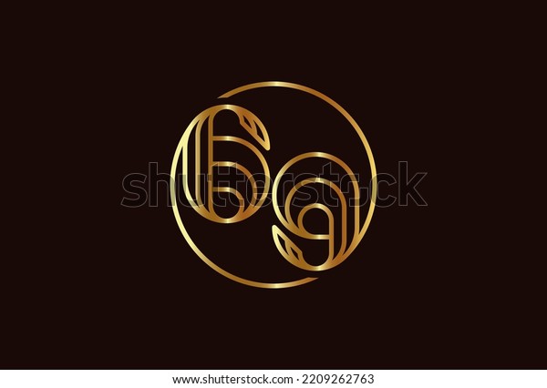 Abstract Number 69 Gold Logo,\
Number 69 monogram line style inside circle can be used for\
birthday and business logo templates, flat design logo, vector\
illustration
