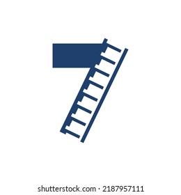 Abstract number 7 with ladder vector logo design. Suitable for business, web, corporate, building and art logotype