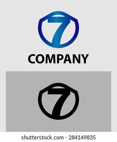 Abstract Number 7 logo Symbol icon set 