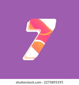 Abstract number 7 vector font alphabet design with colorful gradient smooth.