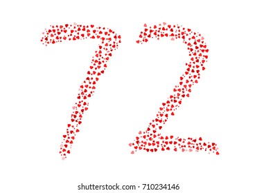 Abstract Number 72 Made Of Red Eastern Hearts