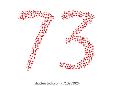 Abstract Number 73 Made Of Red Hearts