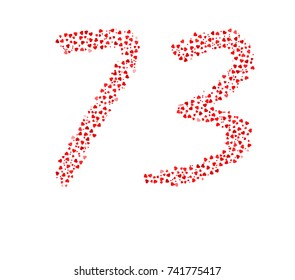 Abstract Number 73 Made Of Red Hearts