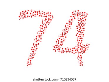 Abstract Number 74 Made Of Red Eastern Hearts