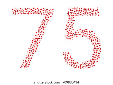 Abstract Number 75 Made Of Red Hearts