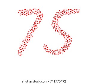 Abstract Number 75 Made Of Red Hearts