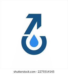 Abstract number 76 logo design with water drop fund arrow sign.