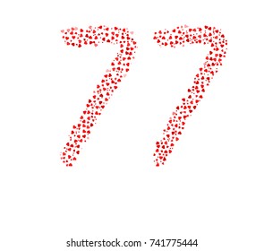 Abstract Number 77 Made Of Red Hearts