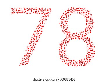Abstract Number 78 Made Of Red Hearts