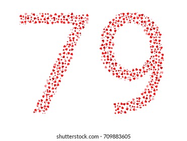 Abstract Number 79 Made Of Red Hearts
