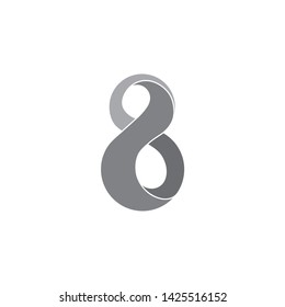 abstract number 8 3d ribbon logo vector