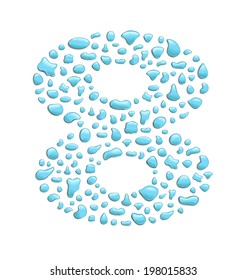 abstract number 8 created with water drops
