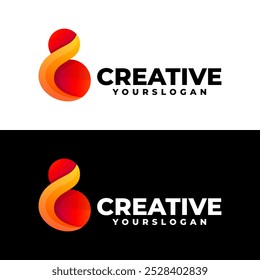 abstract   number 8  icon gradient  logo design 