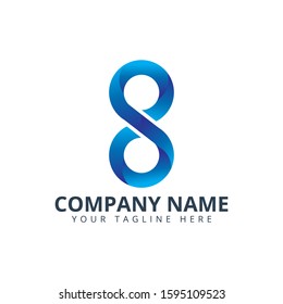 abstract number 8 infinity line logo vector