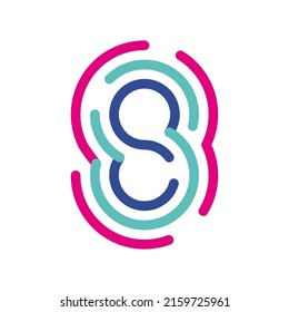 Abstract number 8 Line Colorful logo-icon. Modern numeral lines with new pop art colors. Font one number template. Set logo thin line clean style. white background.