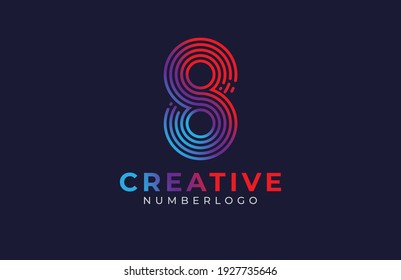 Abstract  Number 8 Logo, number 8 monogram line style, usable for  business,anniversary and tech logos, flat design logo template, vector illustration