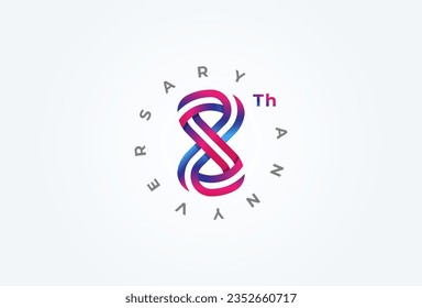 Abstract Number 8 Logo, number 8 monogram line style, usable for anniversary and business logos, flat design logo template, vector illustration