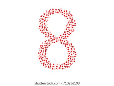 Abstract Number 8 Made Of Red Eastern Hearts