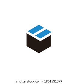 abstract number 8 square hexagonal box symbol logo vector