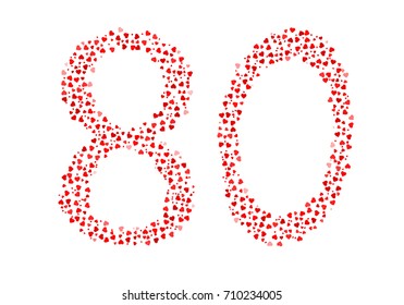 Abstract Number 80 Made Of Red Eastern Hearts