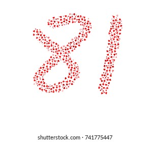 Abstract Number 81 Made Of Red Hearts