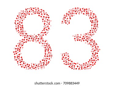 Abstract Number 83 Made Of Red Hearts