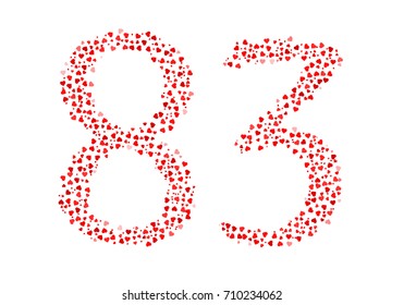 Abstract Number 83 Made Of Red Hearts