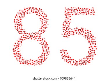 Abstract Number 85 Made Of Red Hearts