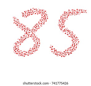 Abstract Number 85 Made Of Red Hearts