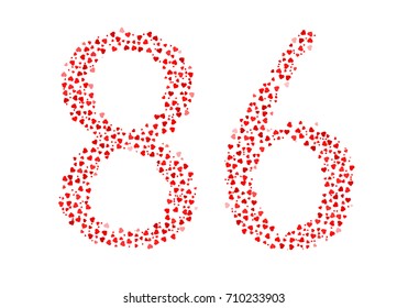 Abstract Number 86 Made Of Red Hearts