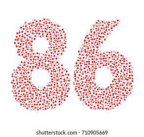 Abstract Number 86 Made Of Red Solid Hearts