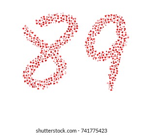 Abstract Number 89 Made Of Red Hearts