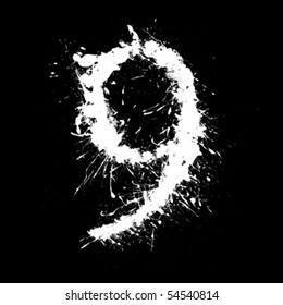 número abstracto 9; estilo de entrada de lápiz