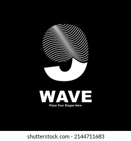 Abstract number 9 line wave vector logo design. Suitable for business, poster, card, wave symbol and initial