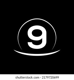  Abstract number 9 logo design. Line creative symbol.