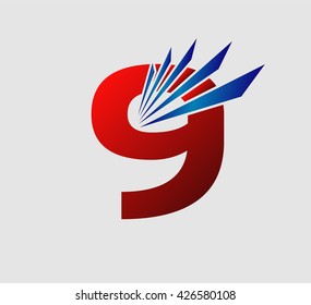 Abstract Number 9 logo Symbol
