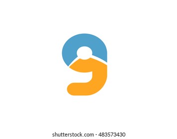 Abstract Number 9 logo Symbol

