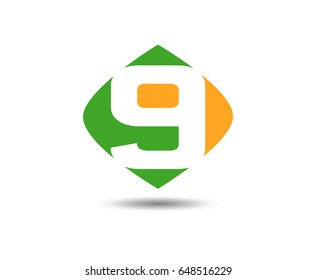 Abstract Number 9 logo Symbol

