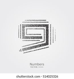 Abstract  number 9. Typographic element.  Digit nine. Vector illustration.  Design element. Retro style numbers with halftone particles.