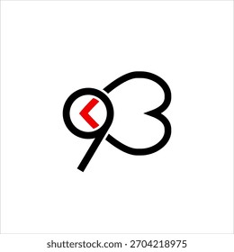 Abstractas logo número 93 con símbolo de corazón y flecha en el número tres.