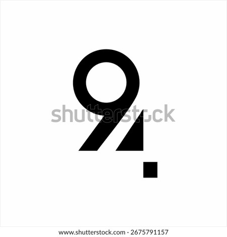 Abstract number 94 logo design with the number four in negative space.