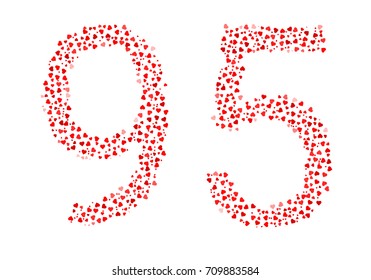 Abstract Number 95 Made Of Red Hearts
