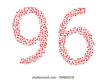 Abstract Number 96 Made Of Red Hearts