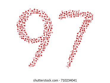 Abstract Number 97 Made Of Red Hearts