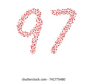 Abstract Number 97 Made Of Red Hearts