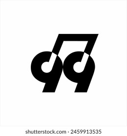 Abstract number 99 logo design with musical note symbol in negative space.