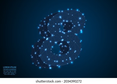 Abstract number eight, figure 8, consisting of triangles, circles, spots of decay, stars. Vector eps 10.