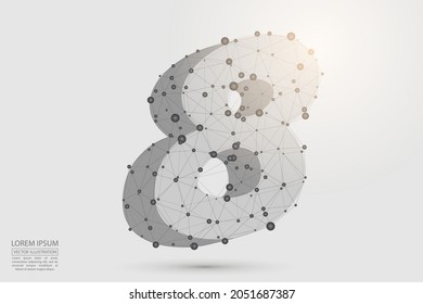 Abstract number eight, figure 8, consisting of triangles, circles, spots of decay, stars. Vector eps 10.